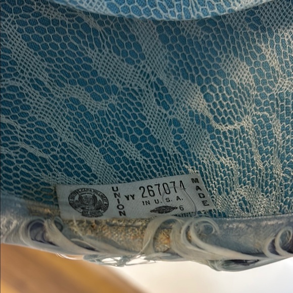 Vintage  Light Blue Feather Pillbox Hat Union Label Made in USA - Picture 8 of 12